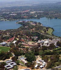 Arial view of the Australian National University, Canberra 